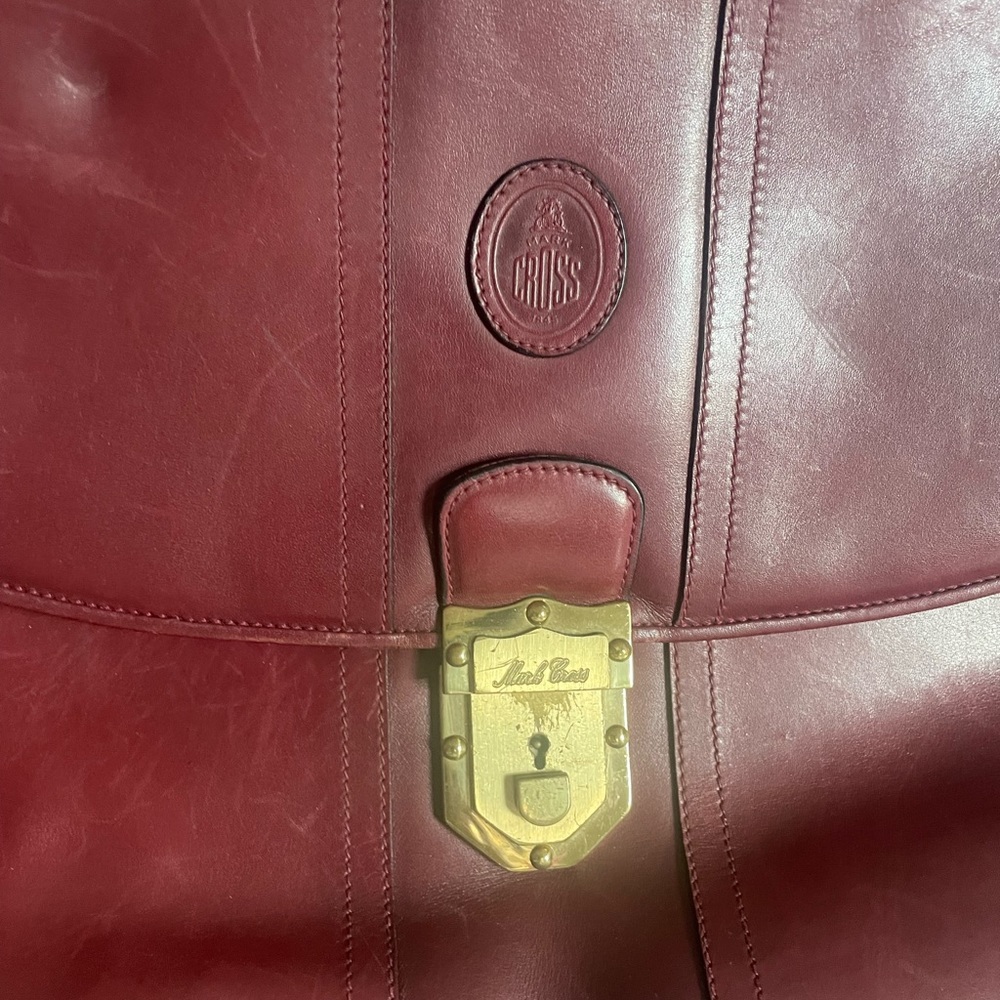Mark Cross Vintage Burgundy Color Leather Top Handle Flap Bag - Picture 3 of 7